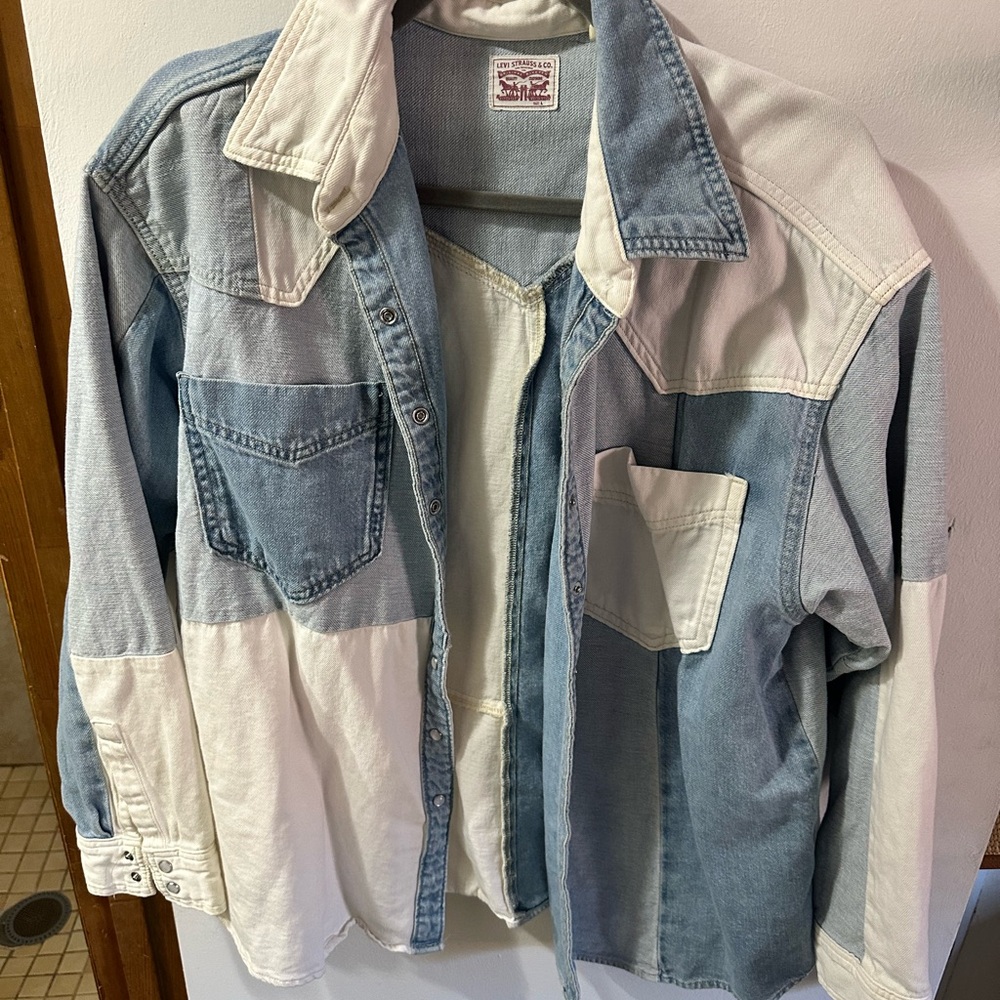 Levi's Blue and White Denim Shirt